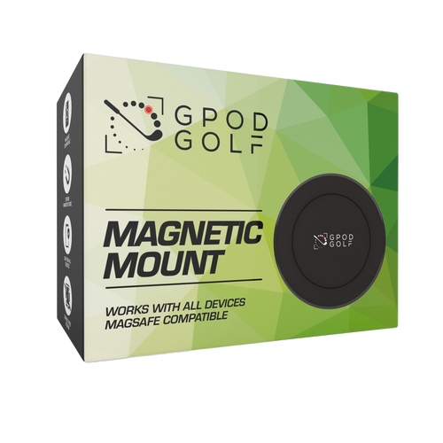 GPOD GOLF Magsafe compatible magnet that mount iphone 12, 13, 14, and 15 to the magnet without the use of metal plates. Green packaging and is compatible with all existing gpod and gpod mini.